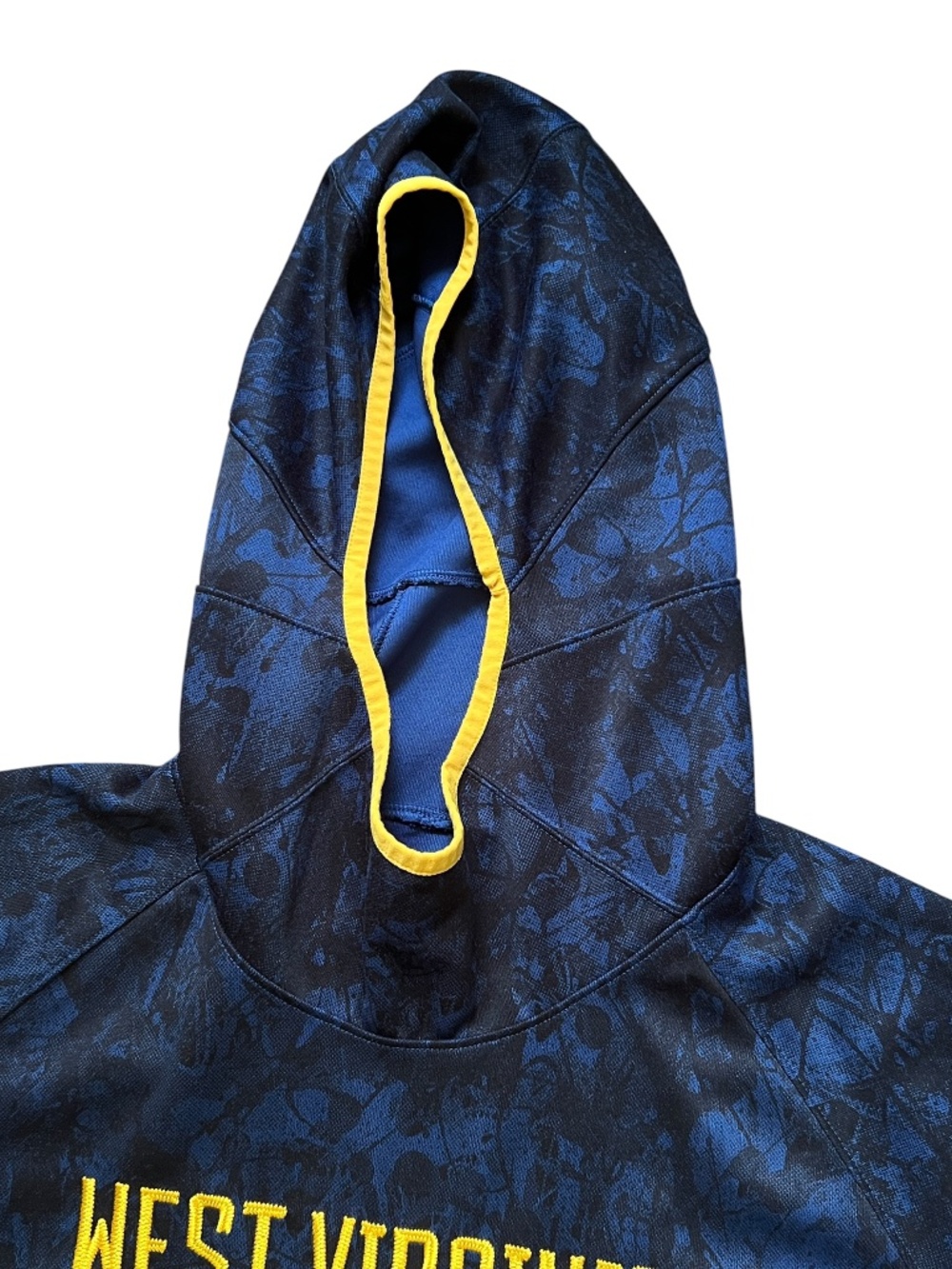 West Virginia Mountaineers Hoodie Mens 2XL Blue NCAA Football Nike Dri Fit Camo - Picture 3 of 10